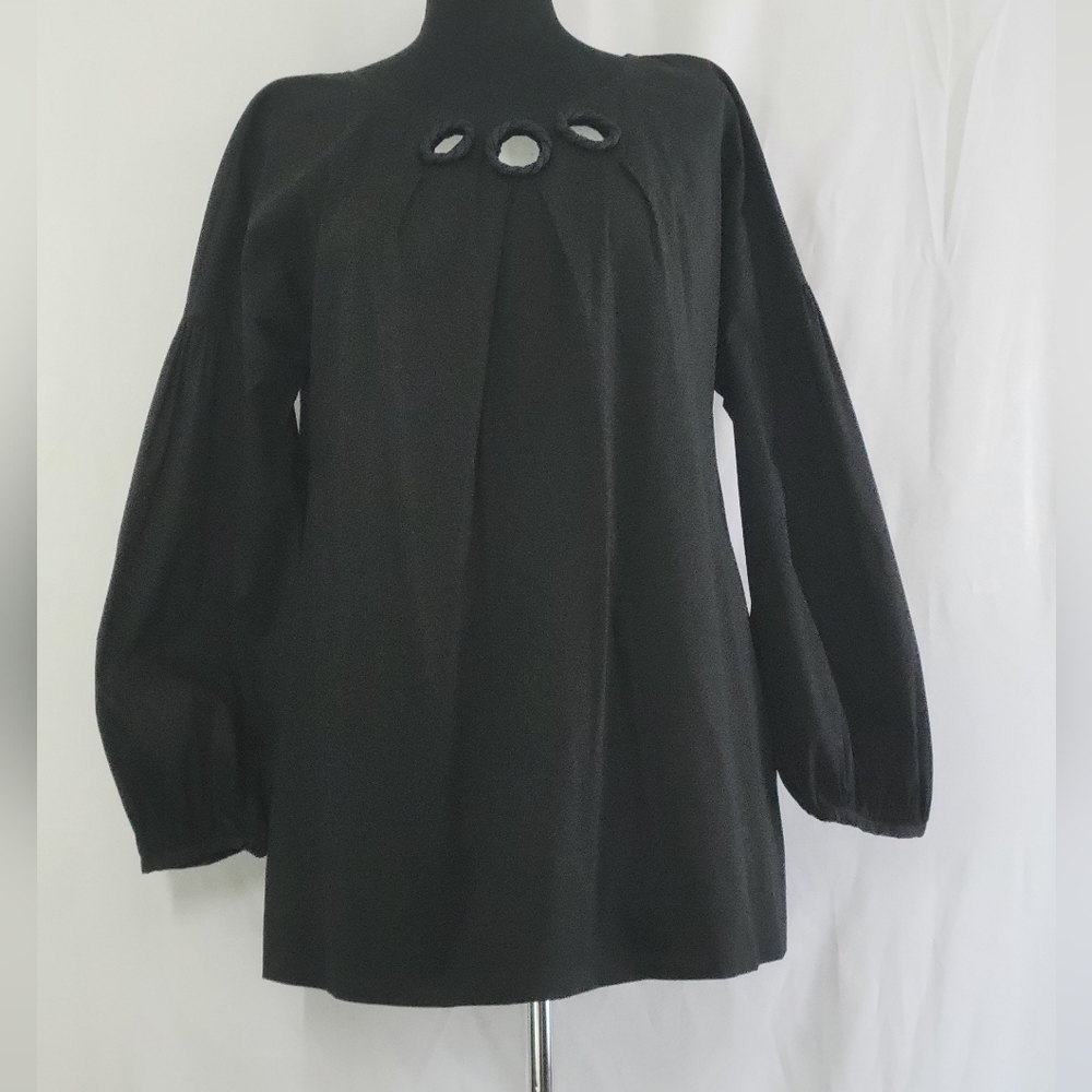 Piazza Sempione Inverted Front and Back Pleated Cotton Blouse.